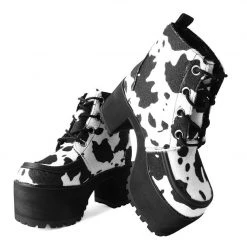 A9935L Black & White Cow Print Nosebleed Boot
