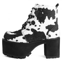 A9935L Black & White Cow Print Nosebleed Boot