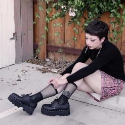 A9936 Women Black TUKskin™ Open Top Dino Lug