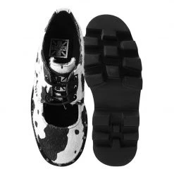 A9937 Women Black & White Cow Print Open Top Dino Lug