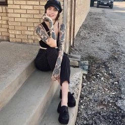 A9938L Back In Stock Black TUKskin™ Fringe Loafer Platform