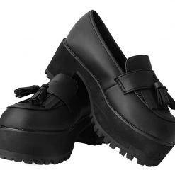 A9938L Back In Stock Black TUKskin™ Fringe Loafer Platform