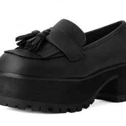 A9938L Back In Stock Black TUKskin™ Fringe Loafer Platform