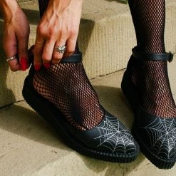 A9944L Black Pointed Spiderweb Glow Sandal Women