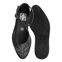 A9944L Black Pointed Spiderweb Glow Sandal Women