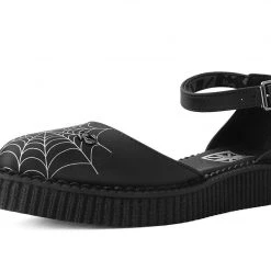 A9944L Black Pointed Spiderweb Glow Sandal Women