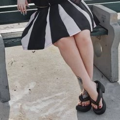 A9960L Women Black Strappy Bubble Heel