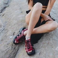 A9963L Red Lace Up Bubble Heel Women