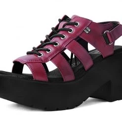 A9963L Red Lace Up Bubble Heel Women