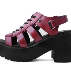 A9963L Red Lace Up Bubble Heel Women