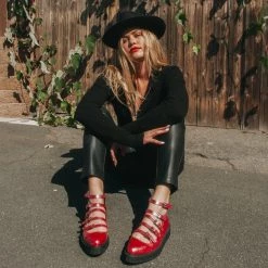 A9970L Red Oil Slick Multi-Strap Mary Jane Women