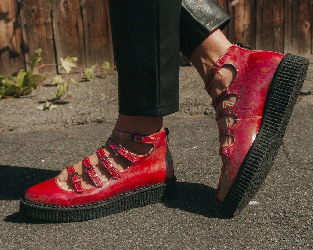 A9970L Red Oil Slick Multi-Strap Mary Jane Women