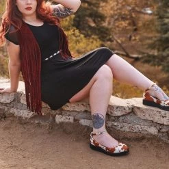 A9980L Brown Cow Print Pointed Ballet Creeper