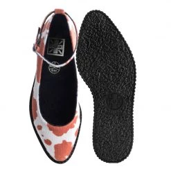 A9980L Brown Cow Print Pointed Ballet Creeper