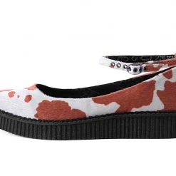 A9980L Brown Cow Print Pointed Ballet Creeper