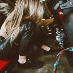 A9983 Black Velvet D-Ring Interlace Sneaker Women