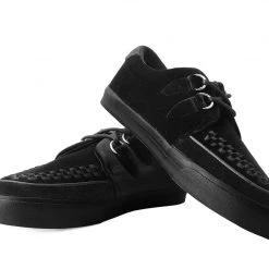 A9983 Black Velvet D-Ring Interlace Sneaker Women