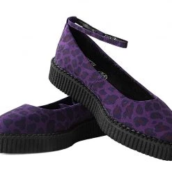 A9985L Women Purple Leopard Pointed Ballet Creeper