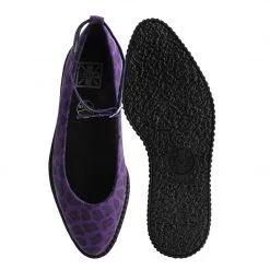 A9985L Women Purple Leopard Pointed Ballet Creeper
