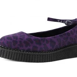 A9985L Women Purple Leopard Pointed Ballet Creeper