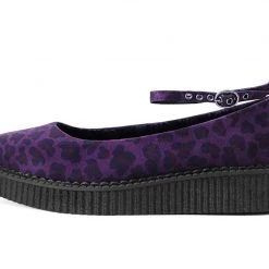 A9985L Women Purple Leopard Pointed Ballet Creeper
