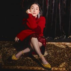 A9987L Mustard Leopard Pointed Ballet Creeper