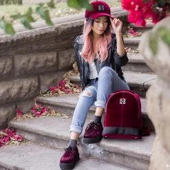 HT02 T.U.K. Burgundy Velvet Hat Women