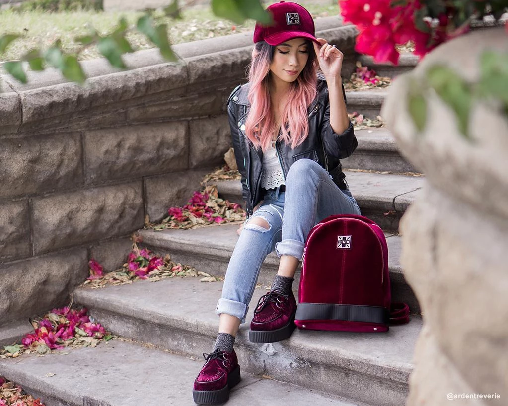 HT02 T.U.K. Burgundy Velvet Hat Women