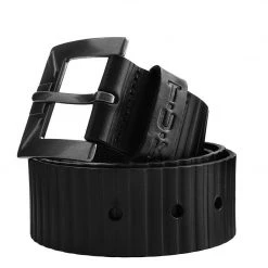 BT01 Black Leather 40mm Ridged Belt