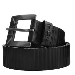 BT01 Black Leather 40mm Ridged Belt