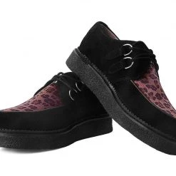 D9761 Women Black Suede & Leopard 1970 Original Creeper