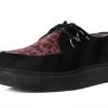 D9761 Women Black Suede & Leopard 1970 Original Creeper