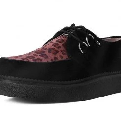 D9761 Women Black Suede & Leopard 1970 Original Creeper