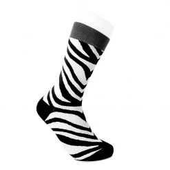 TSK1091 Grey Stripe Zebra Crew Sock Vegan