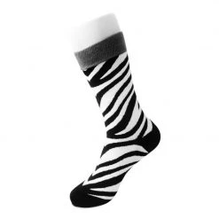 TSK1091 Grey Stripe Zebra Crew Sock Vegan