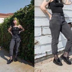 F6806 Black Leather Viva II Low Creeper Women