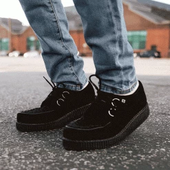 F7270 Women Black Suede Viva II Low Creeper