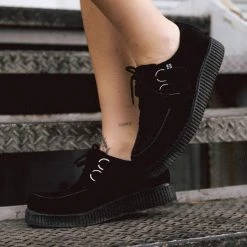 F7270 Women Black Suede Viva II Low Creeper