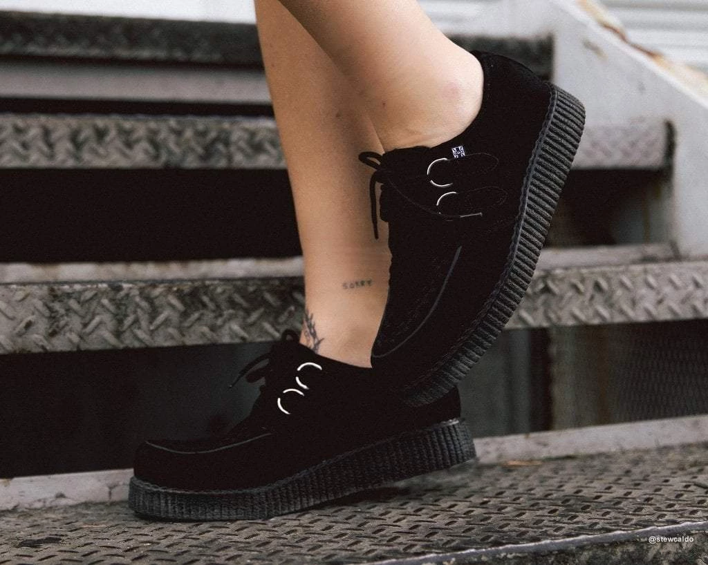 F7270 Women Black Suede Viva II Low Creeper