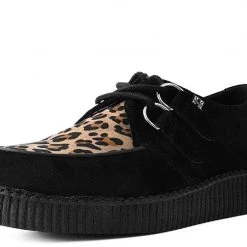 F8142 Back In Stock Black & Leopard Viva II Low Creeper