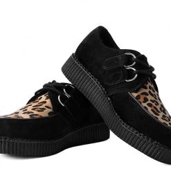 F8142 Back In Stock Black & Leopard Viva II Low Creeper