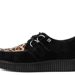 F8142 Back In Stock Black & Leopard Viva II Low Creeper