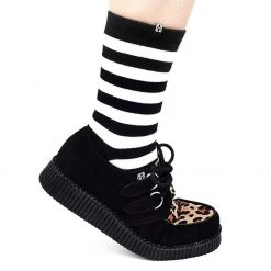 F8142 Back In Stock Black & Leopard Viva II Low Creeper