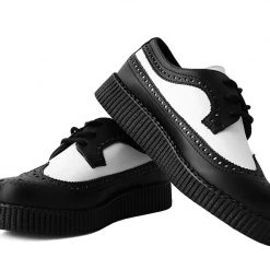 F9742 Women Black & White Wingtip Tie TUKskin™ Viva II Low Creeper