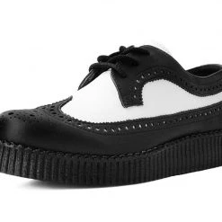 F9742 Women Black & White Wingtip Tie TUKskin™ Viva II Low Creeper