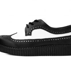 F9742 Women Black & White Wingtip Tie TUKskin™ Viva II Low Creeper