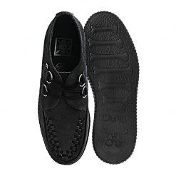 F9779 Women Black Faux Suede D-Ring Interlace Creeper