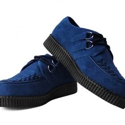 F9812 Women Navy Suede Viva Low D-Ring Interlace Creeper