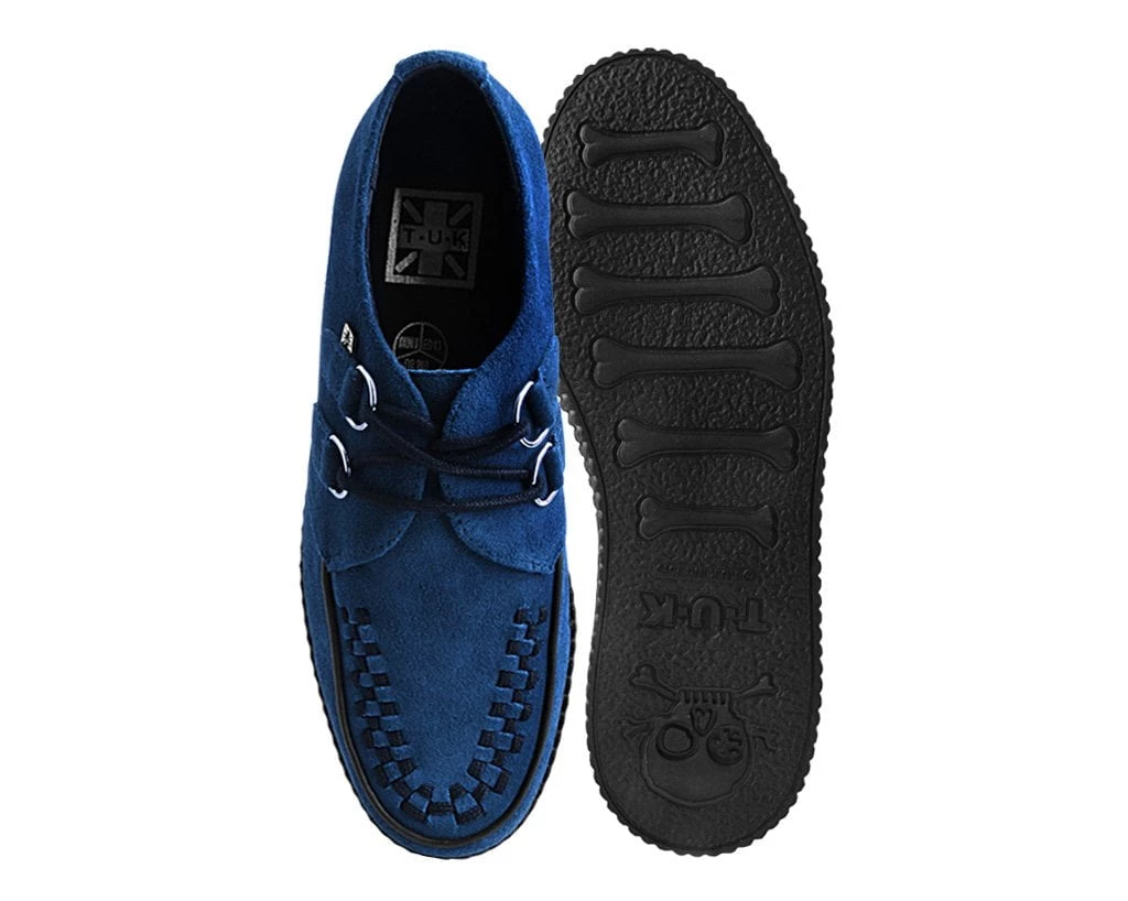 F9812 Women Navy Suede Viva Low D-Ring Interlace Creeper