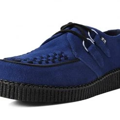 F9812 Women Navy Suede Viva Low D-Ring Interlace Creeper